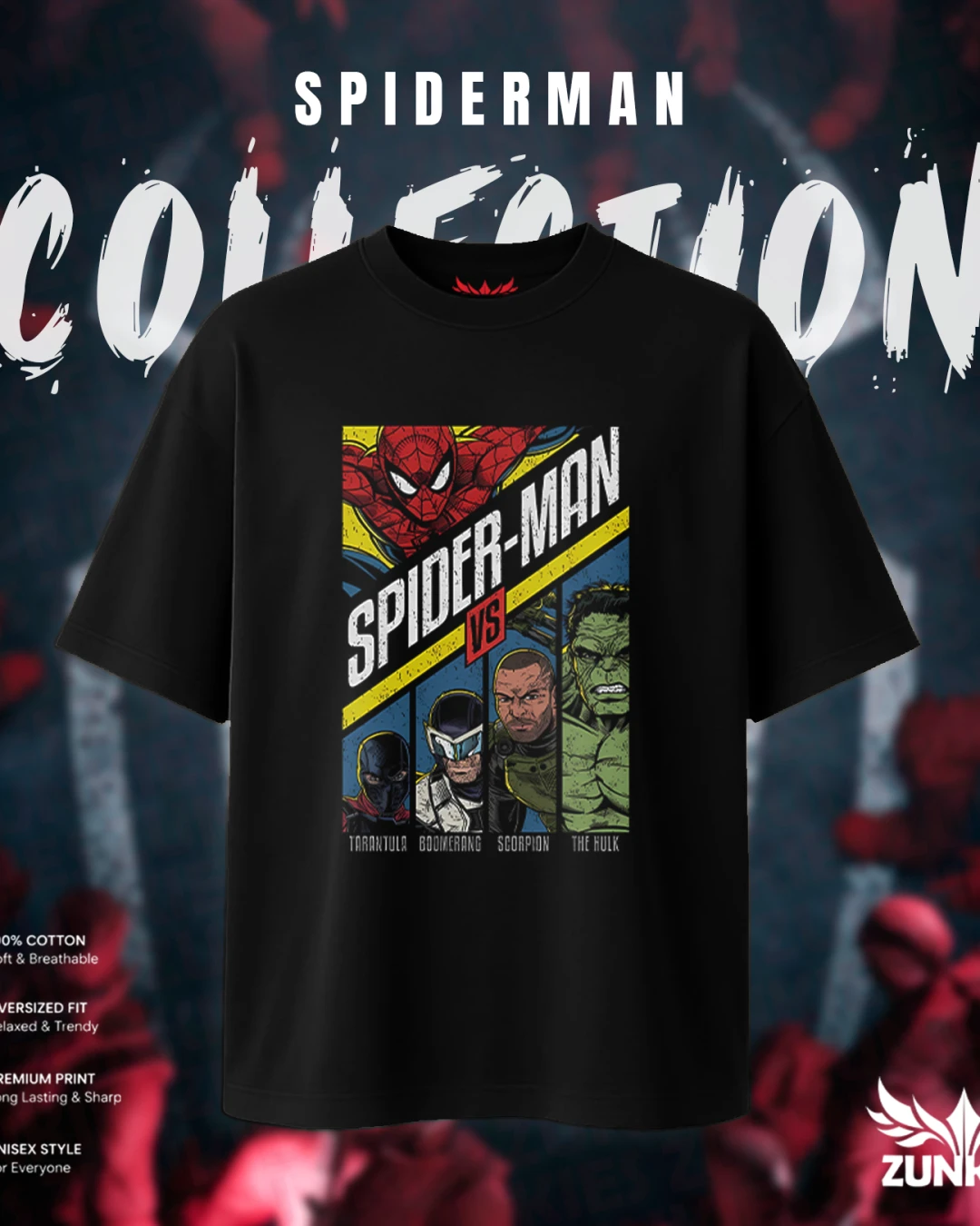 Spider-Man Graphic Comic Grid Oversized Tee