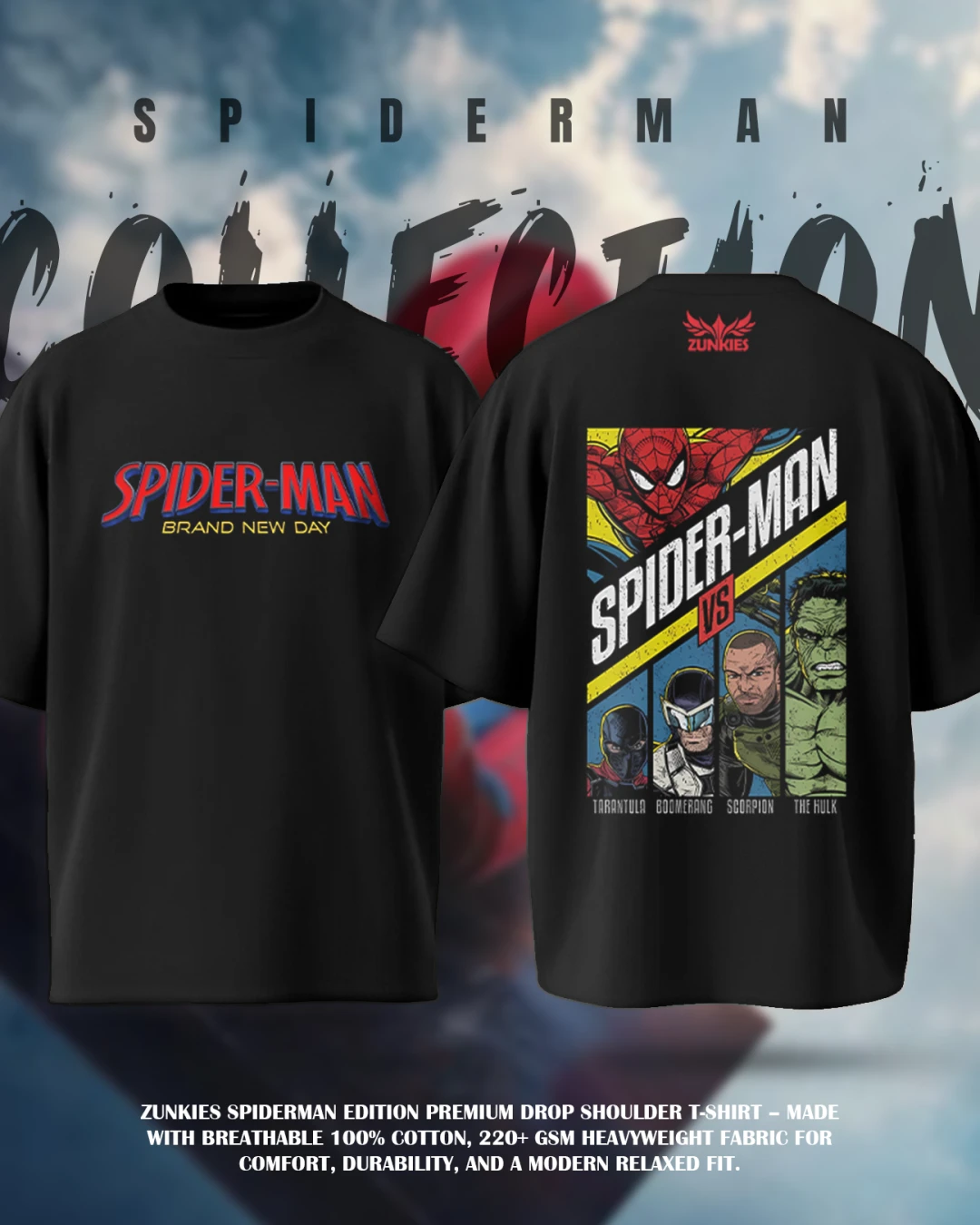 Spider-Man Classic Comic Grid Back-Print Heavyweight Tee