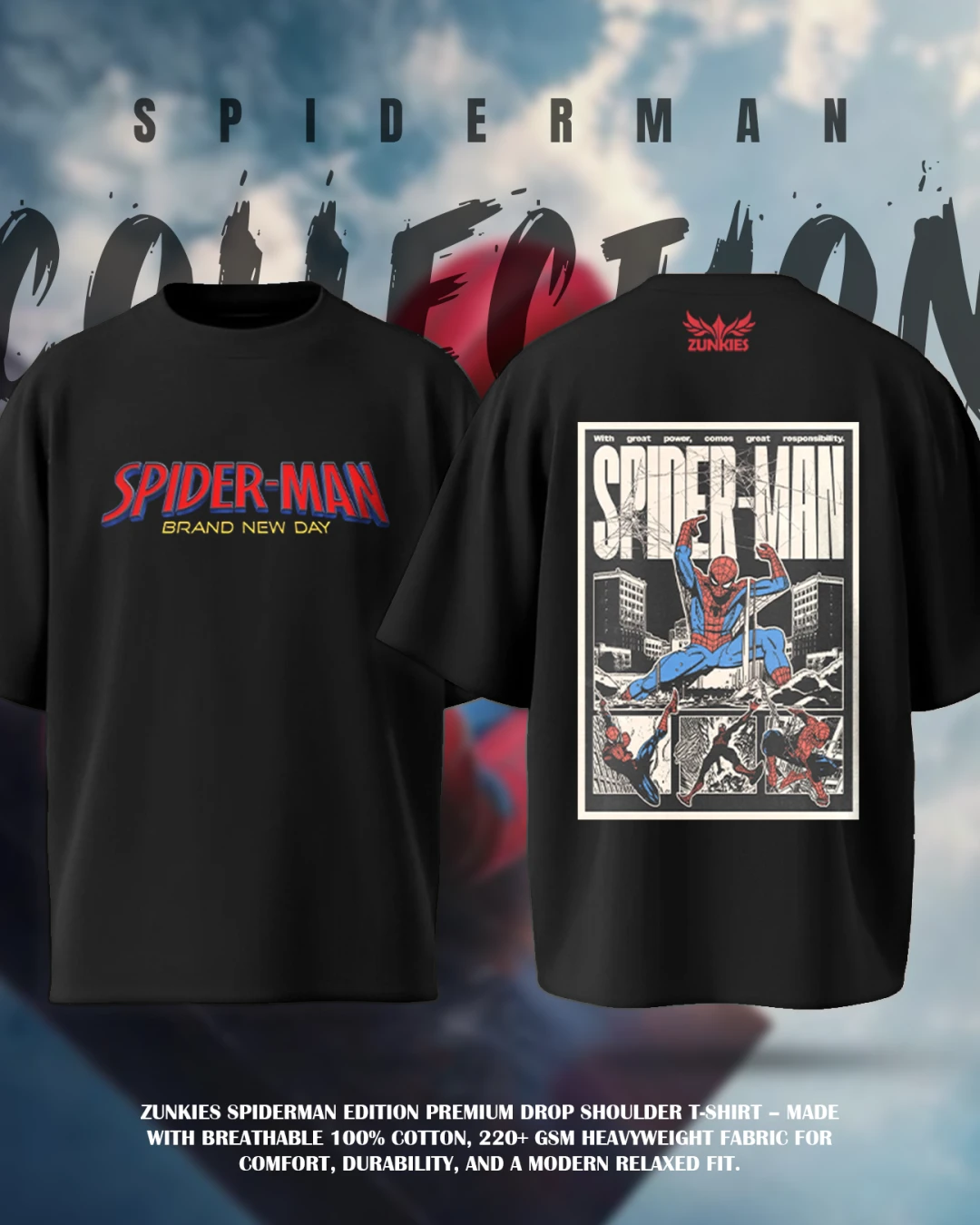 Spider-Man Web-Line Multi-Panel Back-Print Heavyweight Tee