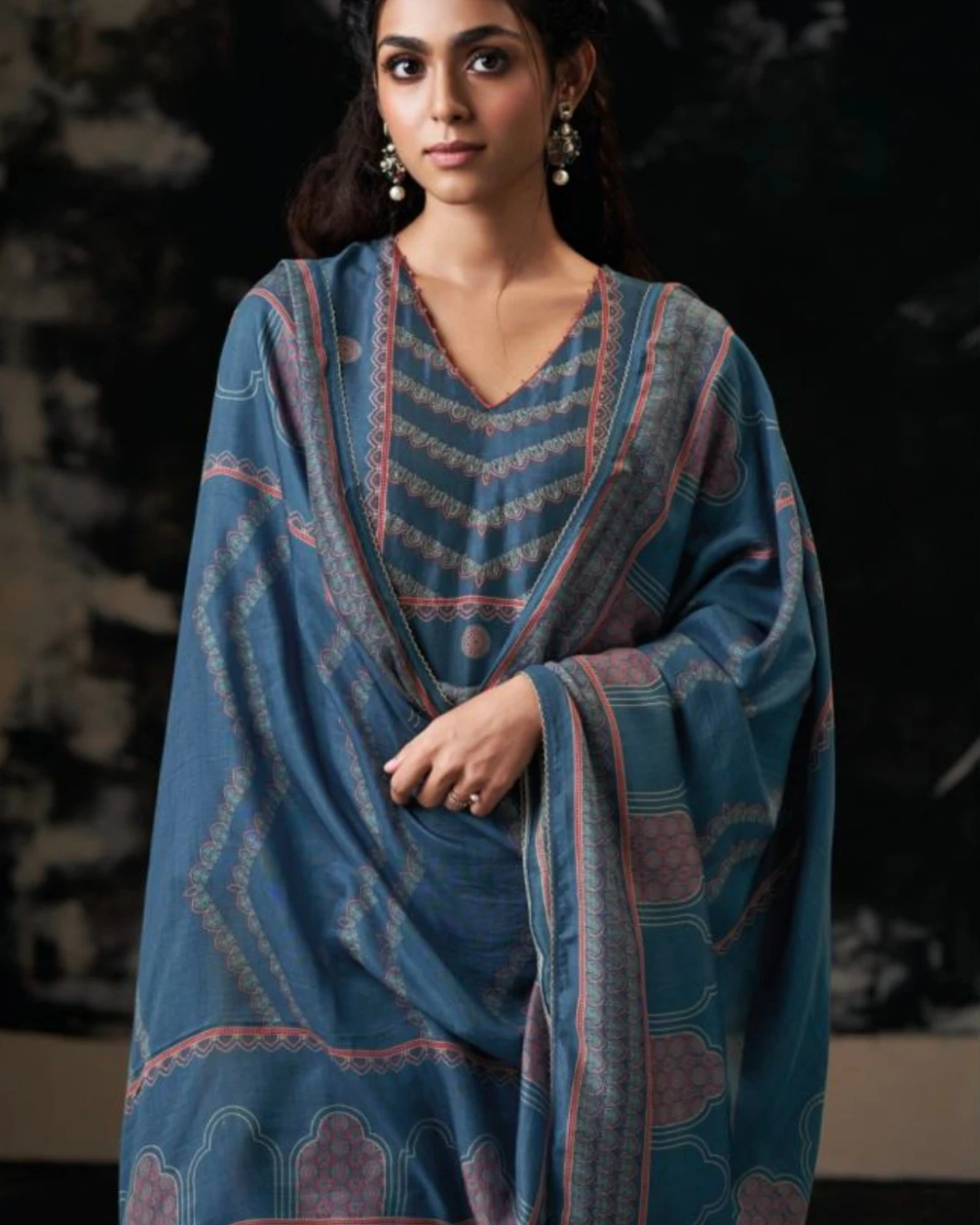 Ocean Breeze Embroidered Cotton Salwar Kameez Set