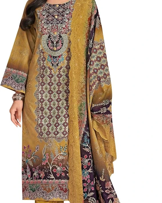 Mustard Meadow Sequined Cotton Salwar Suit Set