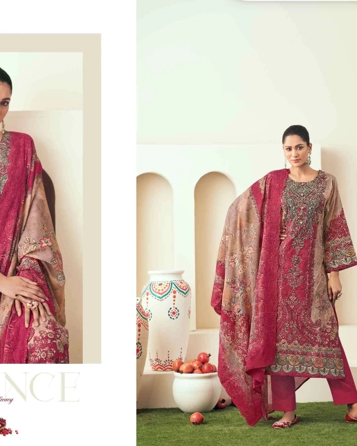 Rosewood Regal Sequined Cotton Salwar Suit Set