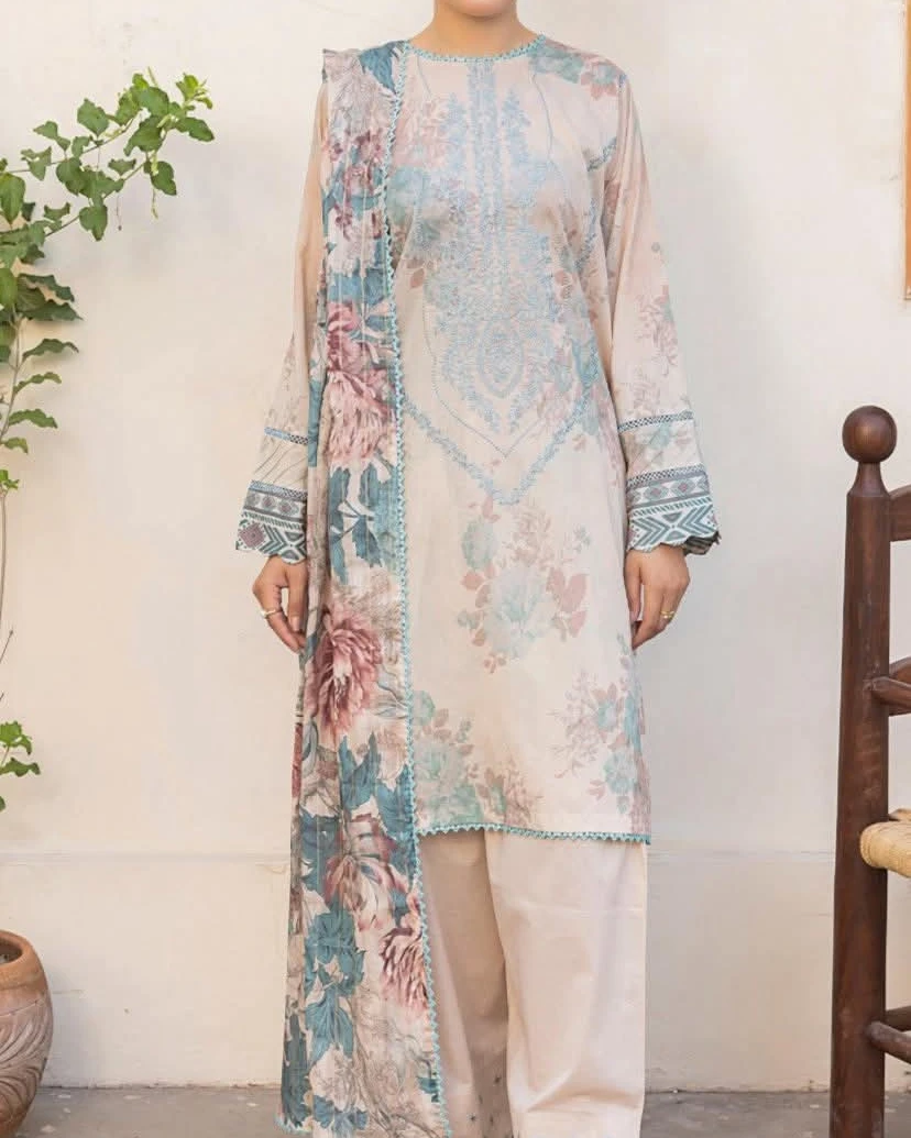 Pastel Pastel Meadow Embroidered Cotton Salwar Suit Set