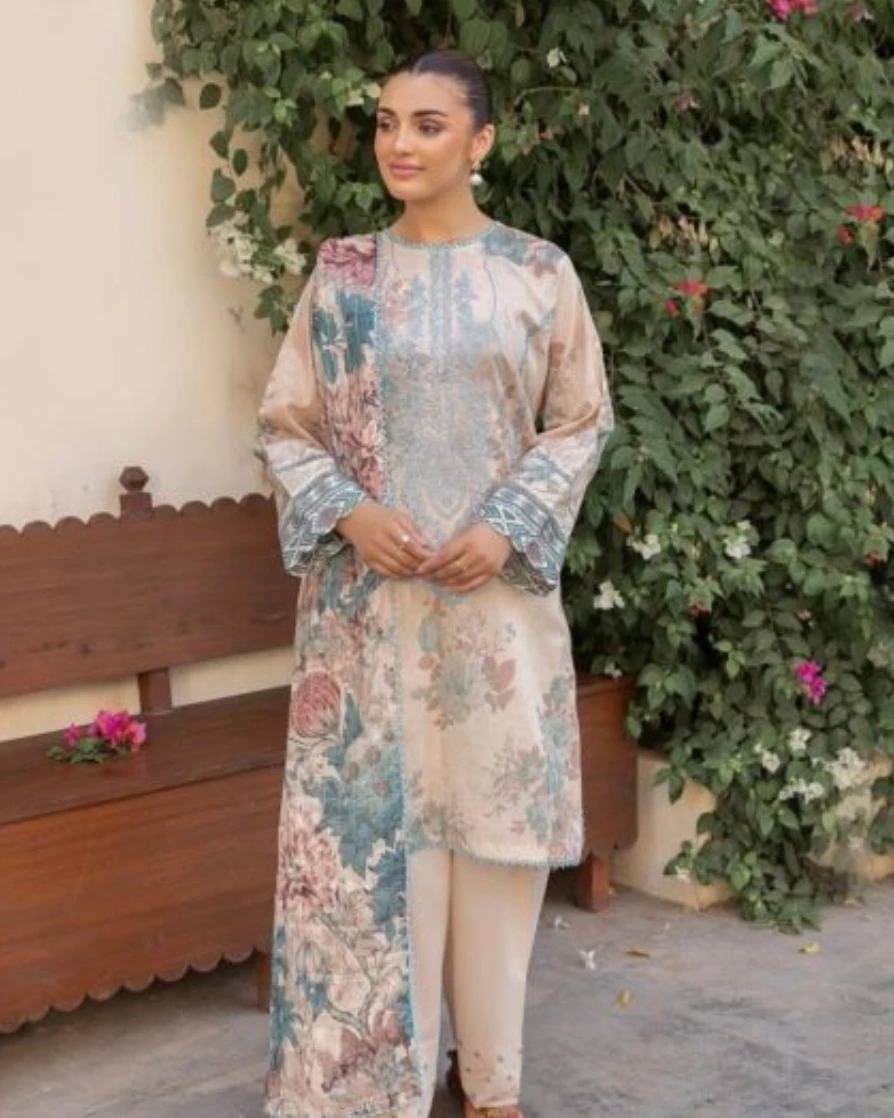 Pastel Pastel Meadow Embroidered Cotton Salwar Suit Set