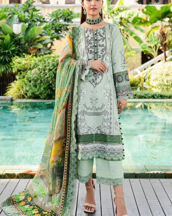 Mint Serenade Embroidered Cotton Salwar Suit Set