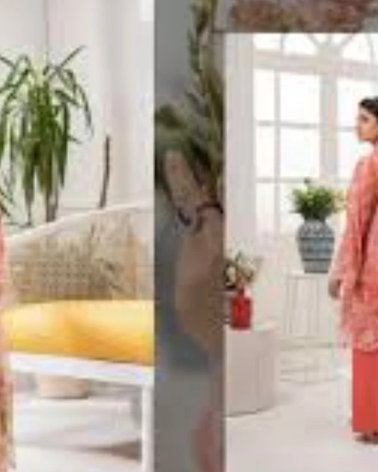 Peach Blossom Embroidered Cotton Salwar Suit Set