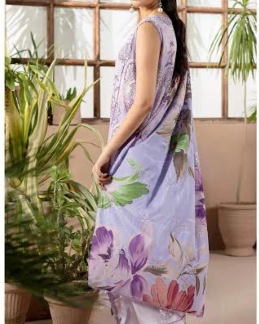 Amethyst Garden Embroidered Cotton Salwar Suit Set
