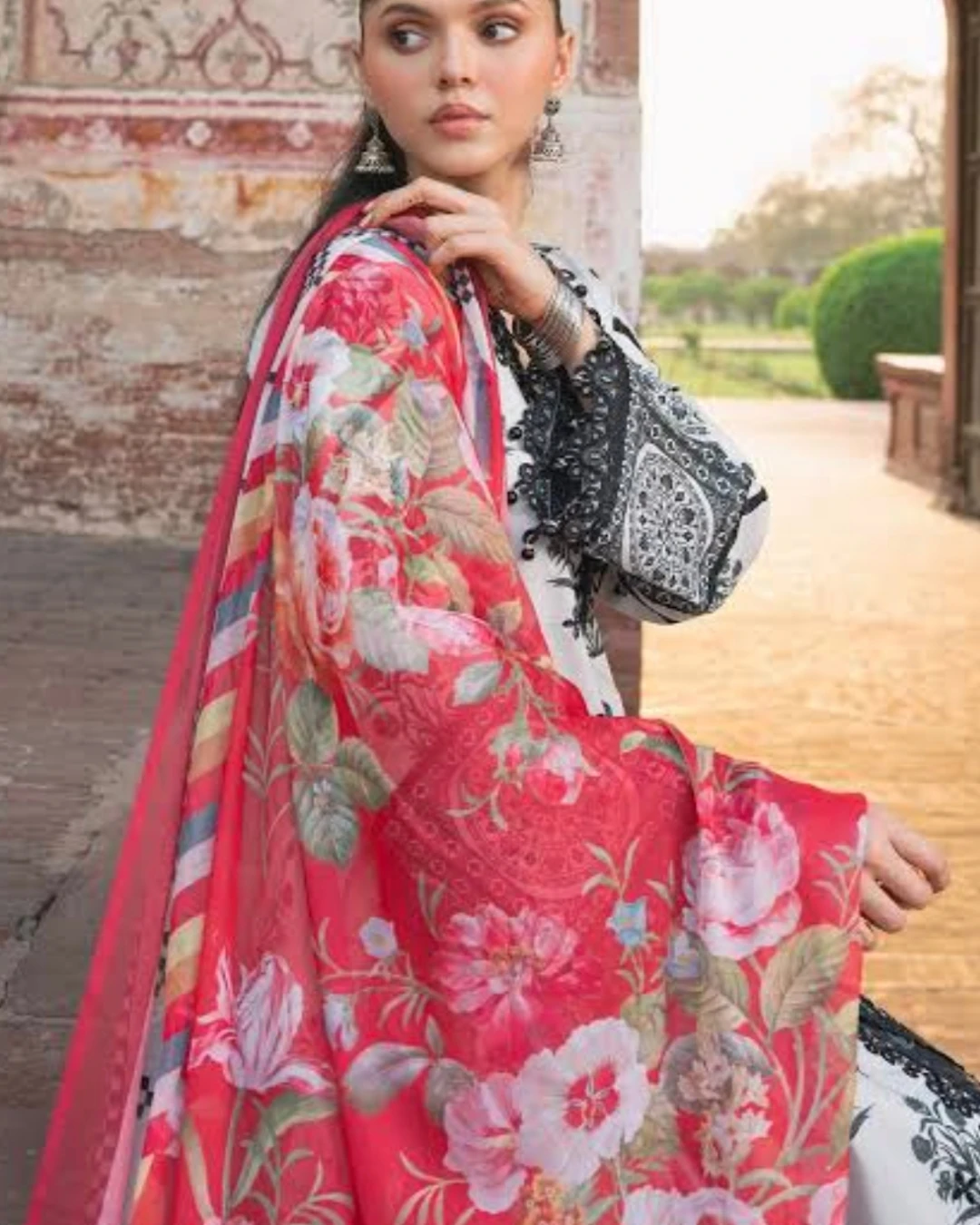 Monochrome Ivory Monarch Embroidered Cotton Salwar Suit Set