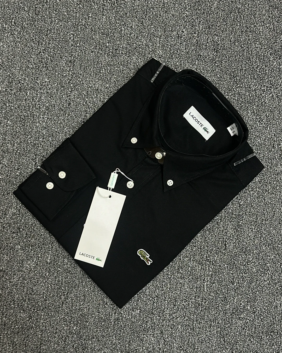 Lacoste Premium Jet Black Solid Shirt