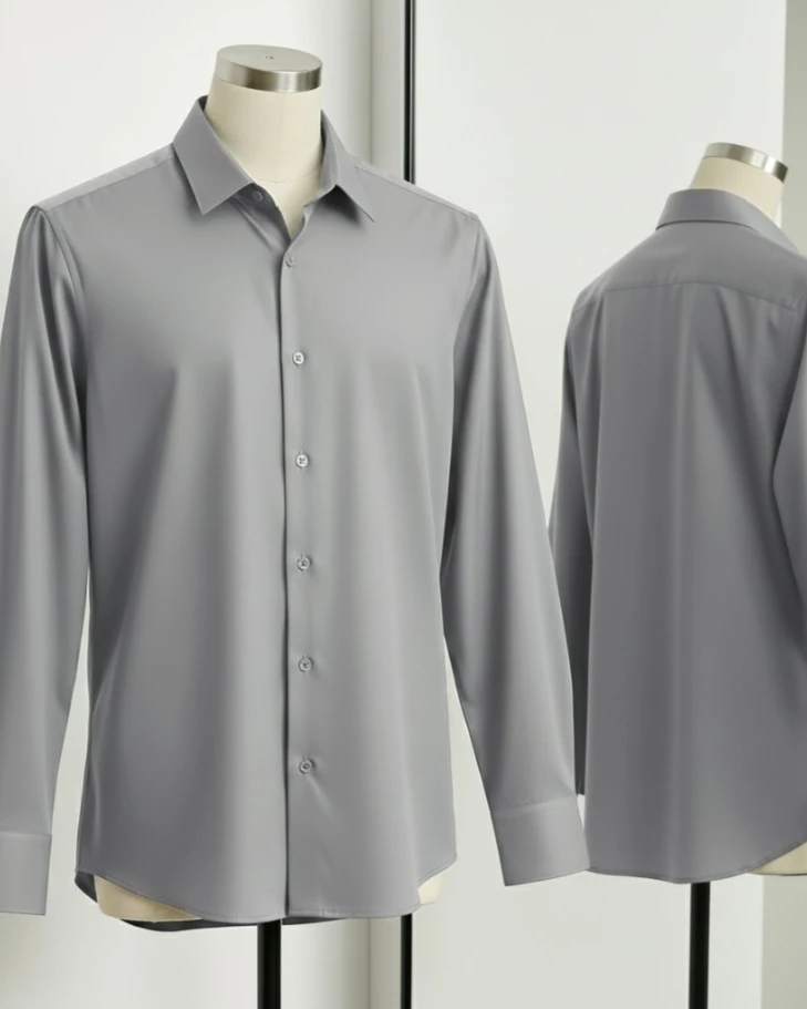 Grey Premium Micro Stretch Spandex Long Sleeve Shirt