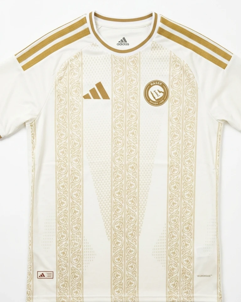 Al Nassr White and Gold Geometric Patterned Player Edition Jersey