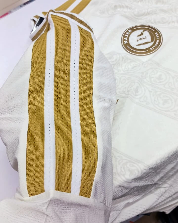 Al Nassr White and Gold Geometric Patterned Player Edition Jersey
