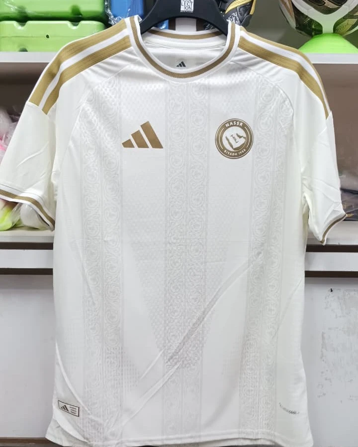 Al Nassr White and Gold Geometric Patterned Player Edition Jersey