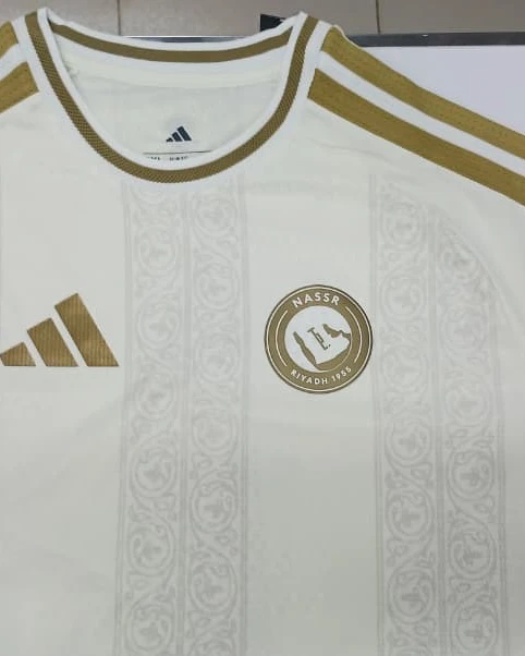 Al Nassr White and Gold Geometric Patterned Player Edition Jersey