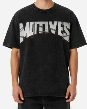 Motives Chain Acid Wash Oversized Drop Shoulder Tee