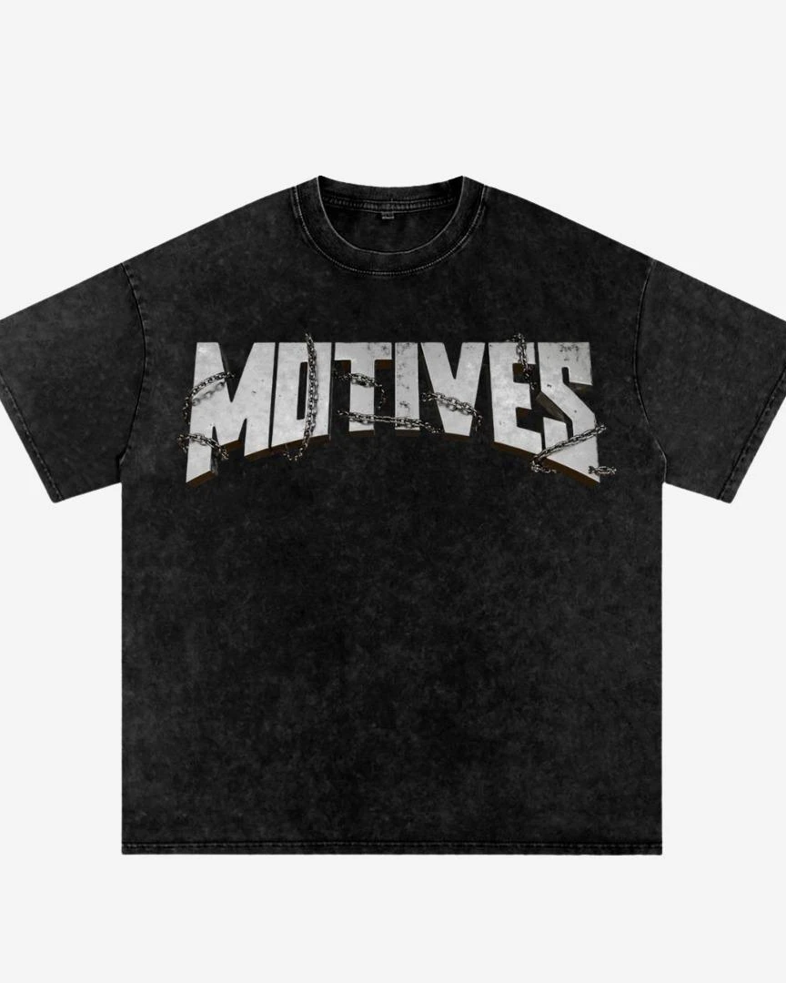 Motives Chain Acid Wash Oversized Drop Shoulder Tee