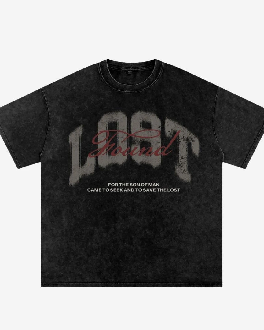 Lost & Found Acid Wash Oversized Drop Shoulder Tee