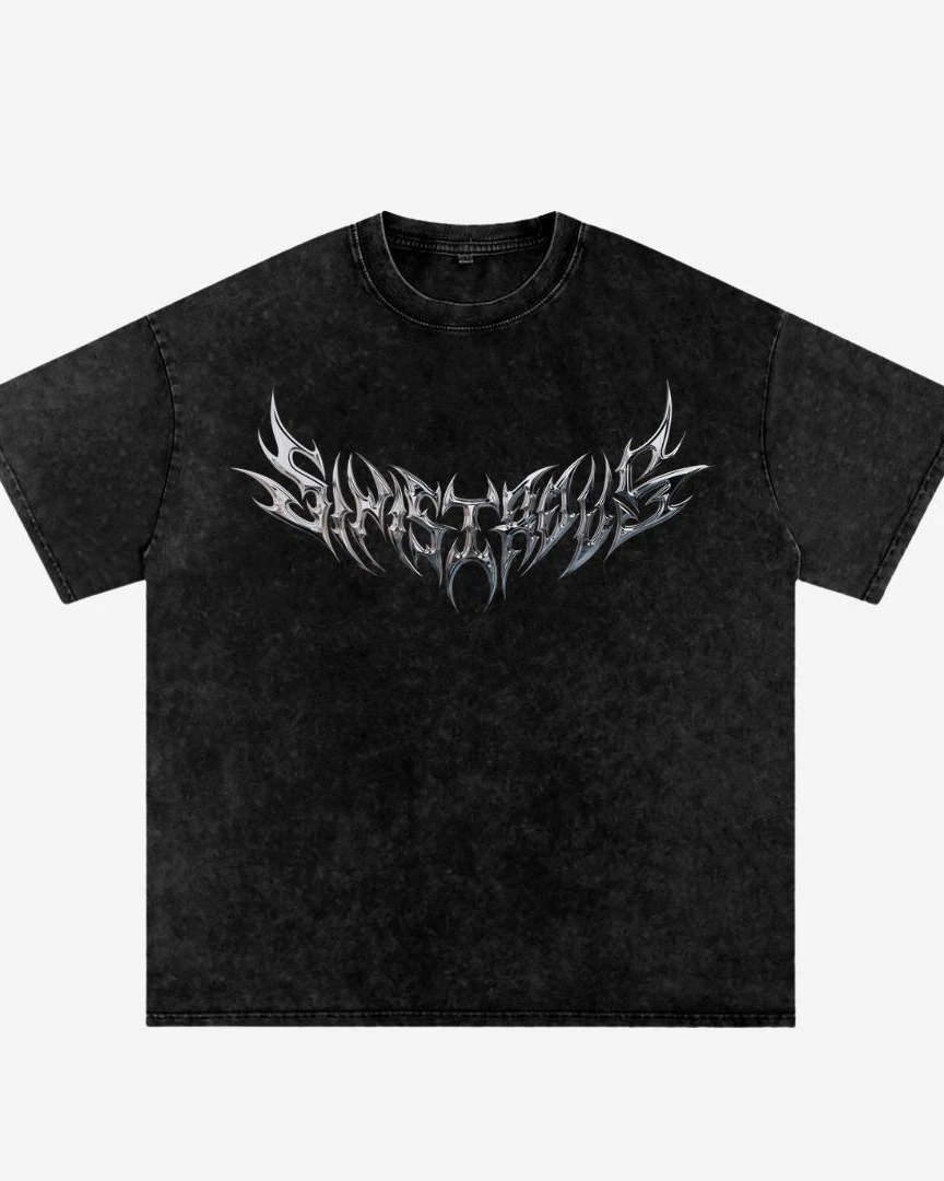 Sinister Chrome Acid Wash Oversized Drop Shoulder Tee