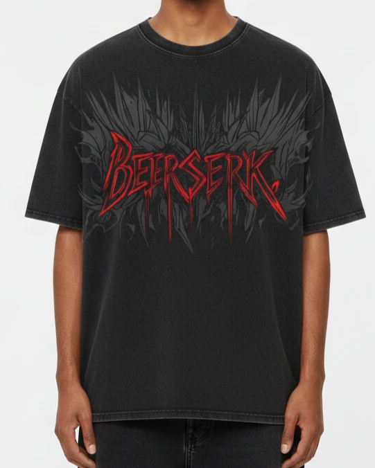 Berserk Fury Acid Wash Oversized Drop Shoulder Tee