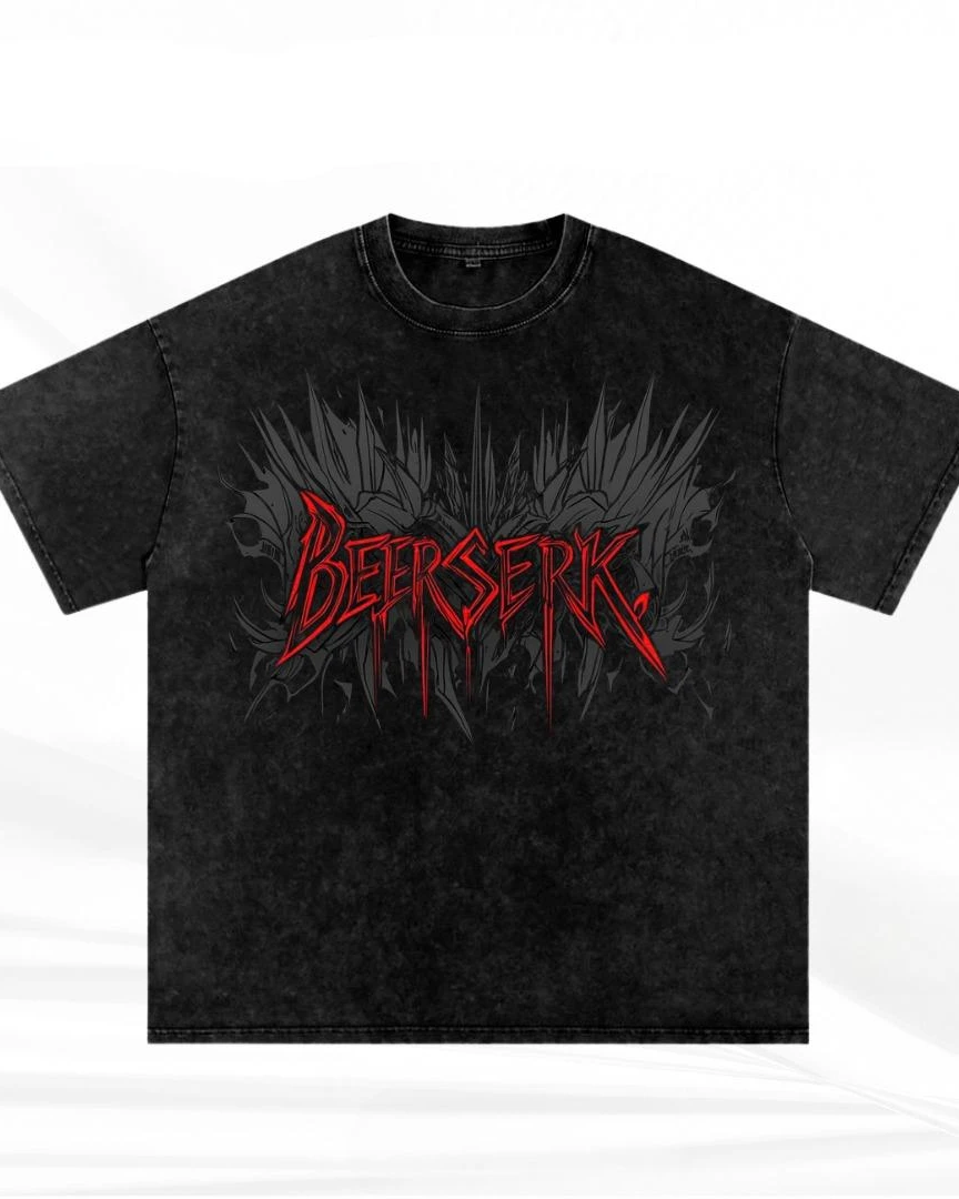 Berserk Fury Acid Wash Oversized Drop Shoulder Tee
