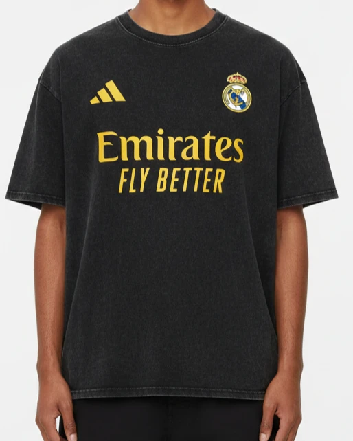 Madrid Galáctico Acid Wash Oversized Drop Shoulder Tee
