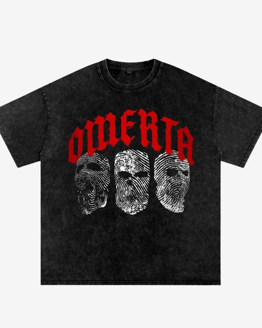 Omerta Masks Acid Wash Oversized Drop Shoulder Tee