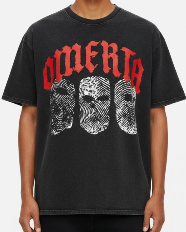 Omerta Masks Acid Wash Oversized Drop Shoulder Tee